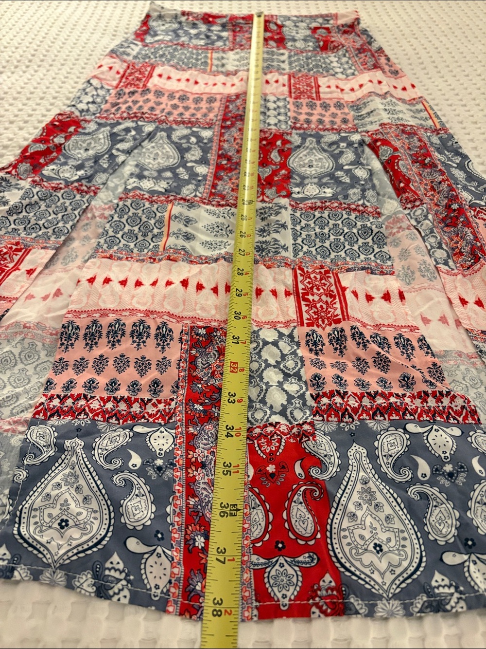 Cotton On BOHO Festival Patchwork Maxi Skirt with High Front Slits Back Zip SZ M - Picture 6 of 7